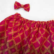 Load image into Gallery viewer, Ife - Pink Glitter Ankara Skirt and Bow