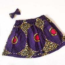Load image into Gallery viewer, Dalia Purple - Ankara Circle African Print Skirt and Bow Set