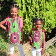 Load image into Gallery viewer, Dalia Pink and Green - Ankara Tie Top