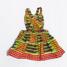 Load image into Gallery viewer, Morowa - African Kente Print Pinafore Dress and Bow Set