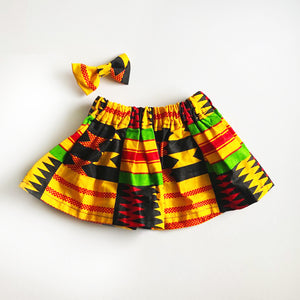 Ashanti - African Print Skirt and Bow Set