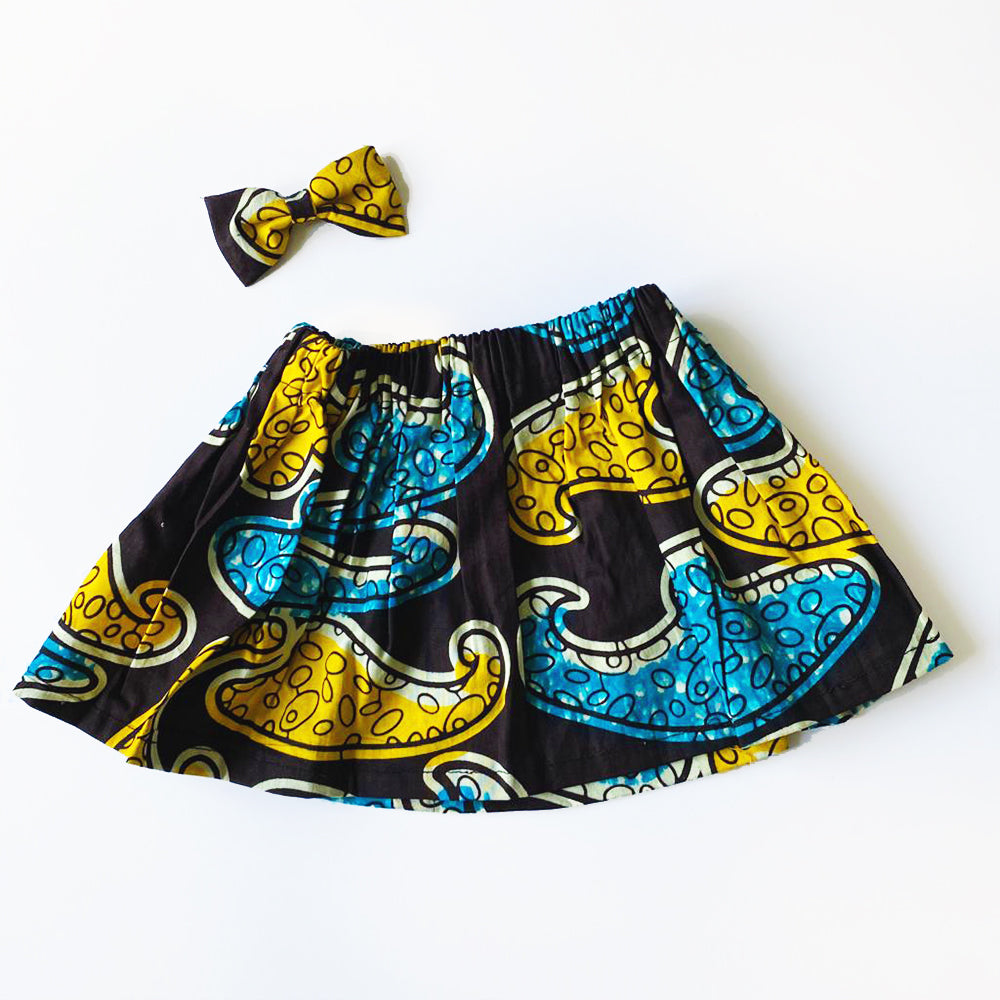 Eno - African Ankara Skirt and Bow set