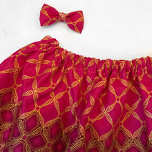 Load image into Gallery viewer, Ife - Pink Glitter Ankara Skirt and Bow
