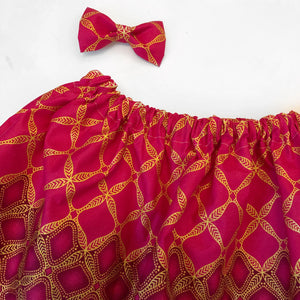 Ife - Pink Glitter Ankara Skirt and Bow