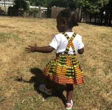 Load image into Gallery viewer, Morowa - African Kente Print Pinafore Dress and Bow Set
