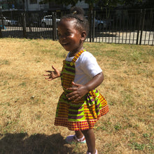 Load image into Gallery viewer, Morowa - African Kente Print Pinafore Dress and Bow Set
