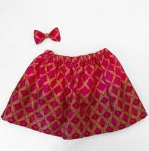 Load image into Gallery viewer, Ife - Pink Glitter Ankara Skirt and Bow
