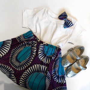 Jibade - Ankara Print Girl Skirt and Bow Set