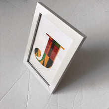 Load image into Gallery viewer, Kente African Print Art Intital Letter in White Photo Frame
