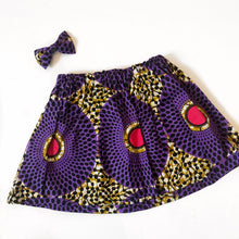 Load image into Gallery viewer, Dalia Purple - Ankara Circle African Print Skirt and Bow Set

