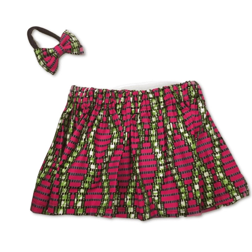 Urbi- African Print Skirt and Bow Set