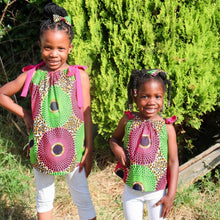 Load image into Gallery viewer, Dalia Pink and Green - Ankara Tie Top
