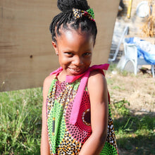 Load image into Gallery viewer, Dalia Pink and Green - Ankara Tie Top
