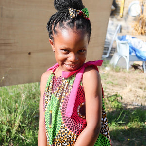 Dalia Pink and Green - Ankara Tie Top